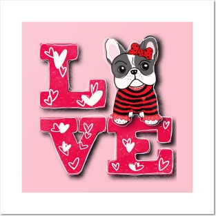 Cute Frenchie Puppy Girl Love Valentines Day Gift Posters and Art